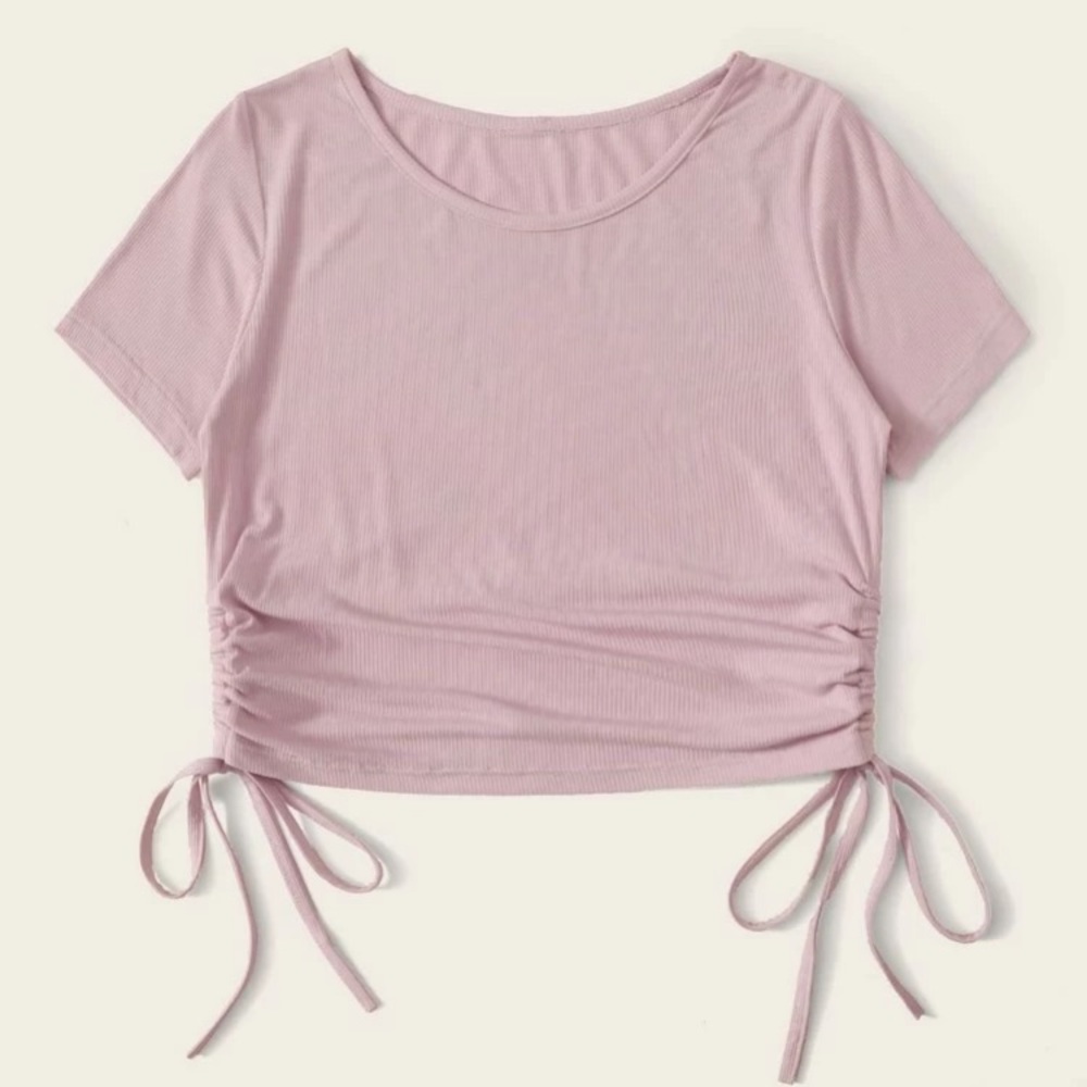 ROMWE Side Drawstring Crop Top